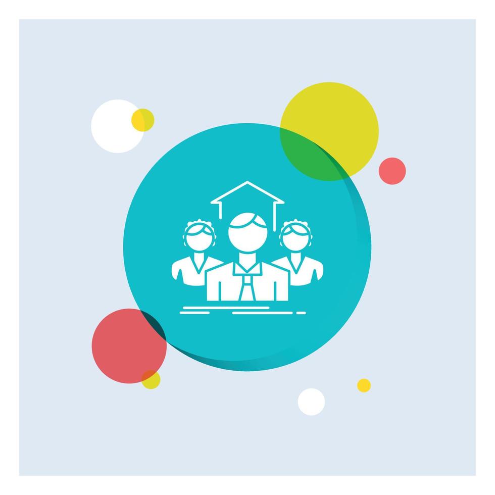 Team. Business. teamwork. group. meeting White Glyph Icon colorful Circle Background vector
