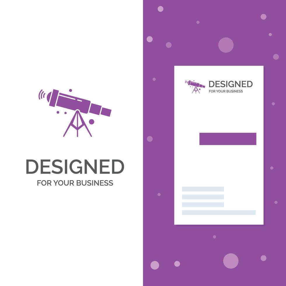 Business Logo for telescope. astronomy. space. view. zoom. Vertical Purple Business .Visiting Card template. Creative background vector illustration