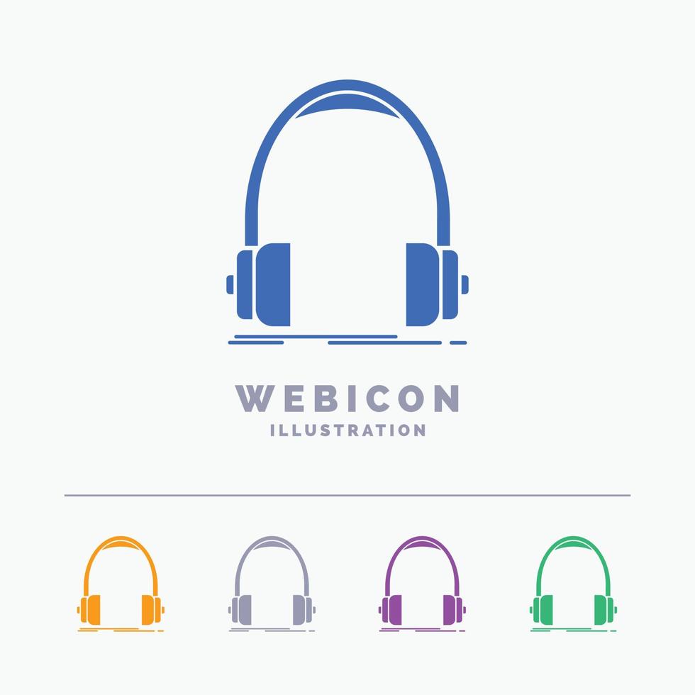 audio. auricular. auriculares. monitor. plantilla de icono web de glifo de color studio 5 aislada en blanco. ilustración vectorial vector