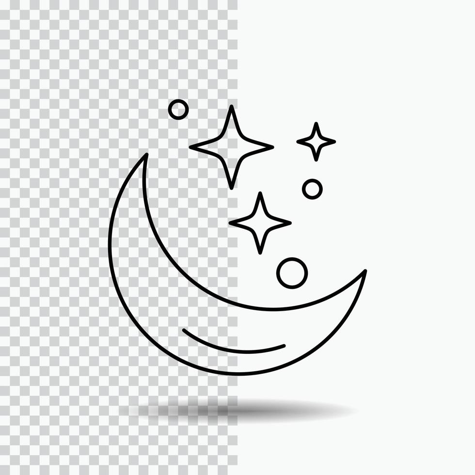 Moon. Night. star. weather. space Line Icon on Transparent Background. Black Icon Vector Illustration