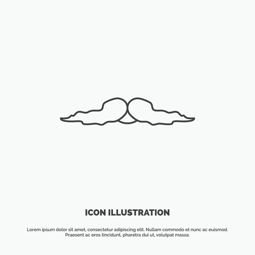 bigote. inconformista. movimiento masculino. icono de los hombres. símbolo gris vectorial de línea para ui y ux. sitio web o aplicación móvil vector