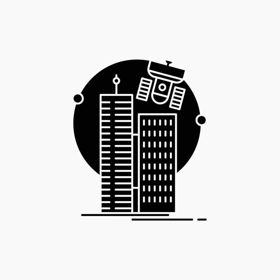 building. smart city. technology. satellite. corporation Glyph Icon. Vector isolated illustration