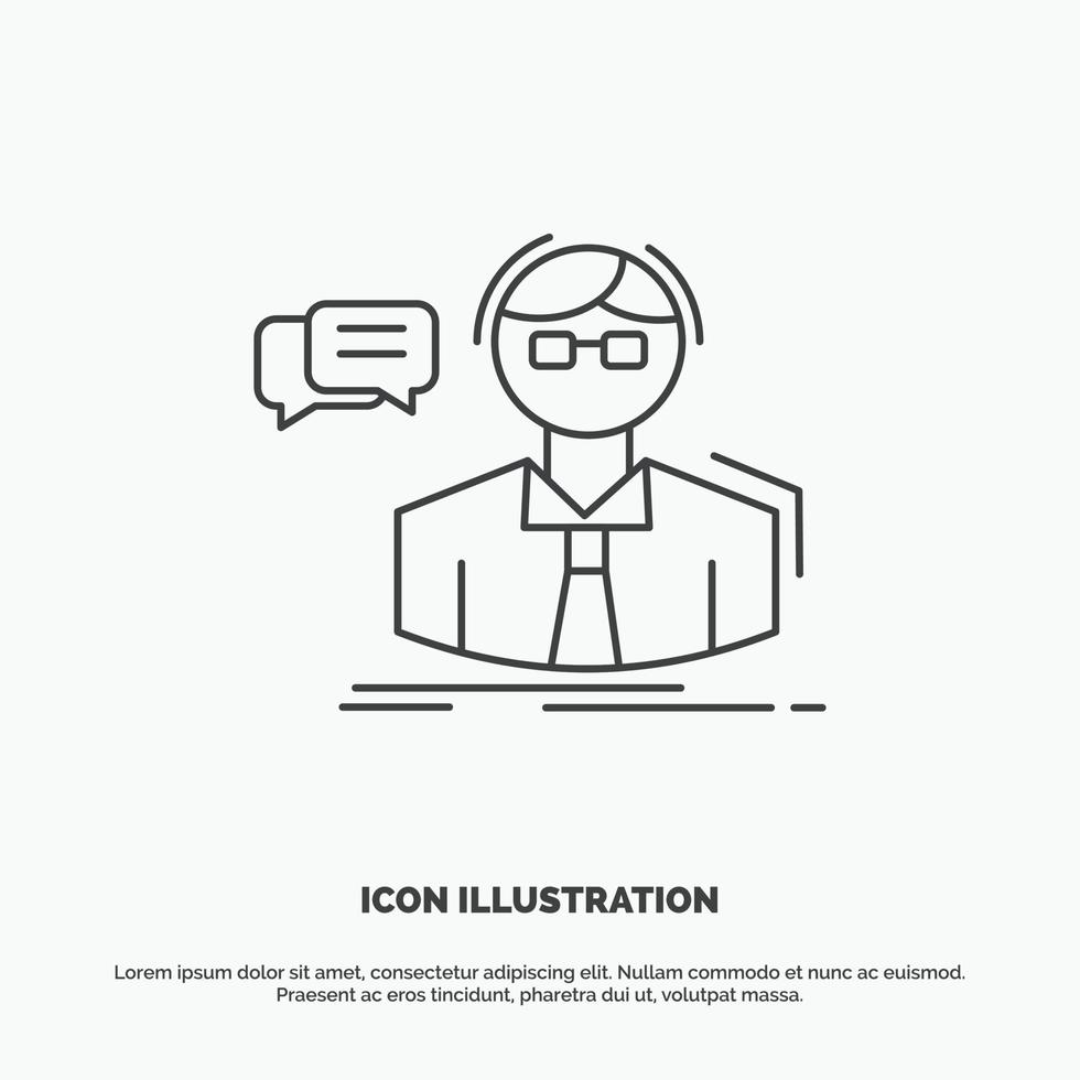 professor. student. scientist. teacher. school Icon. Line vector gray symbol for UI and UX. website or mobile application