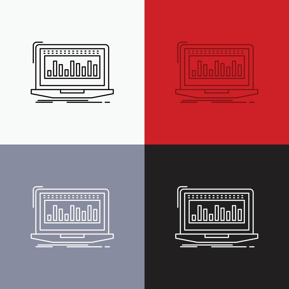 Data. financial. index. monitoring. stock Icon Over Various Background. Line style design. designed for web and app. Eps 10 vector illustration