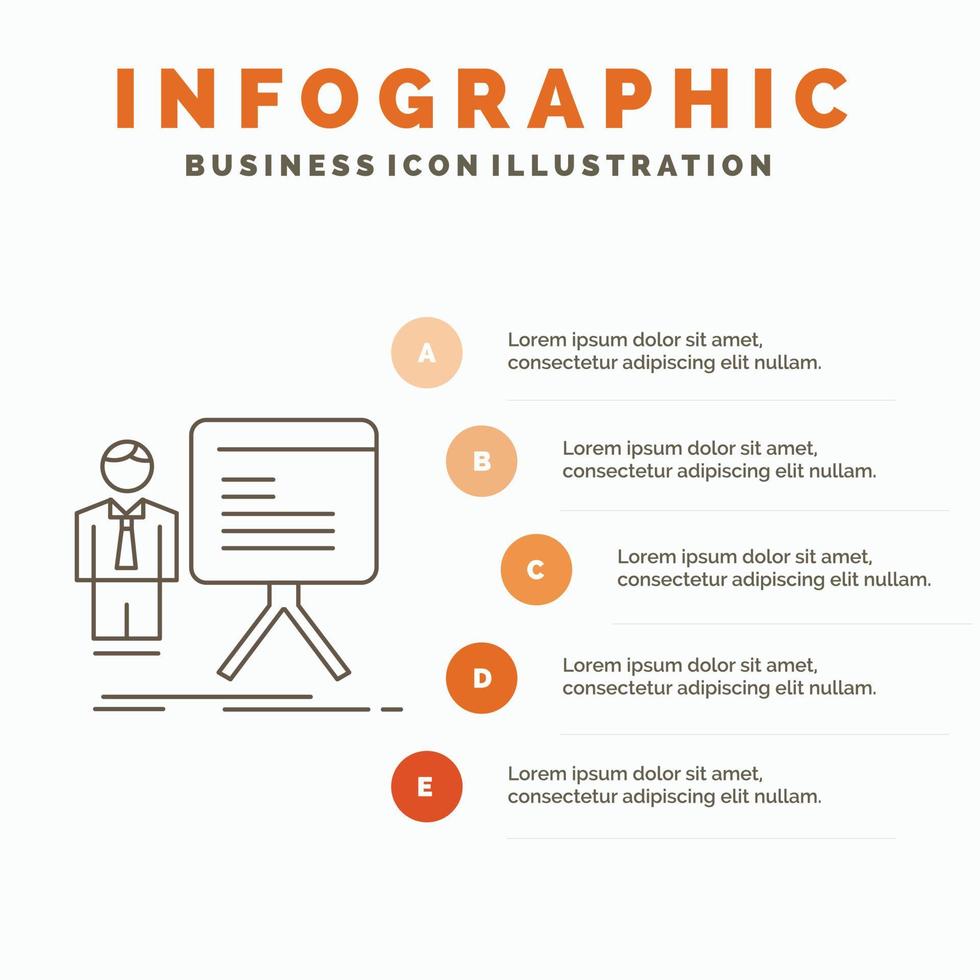 presentation. businessman. chart. graph. progress Infographics Template for Website and Presentation. Line Gray icon with Orange infographic style vector illustration