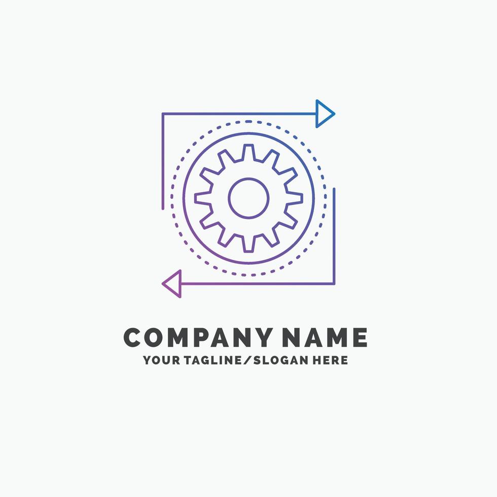 Business. gear. management. operation. process Purple Business Logo Template. Place for Tagline vector