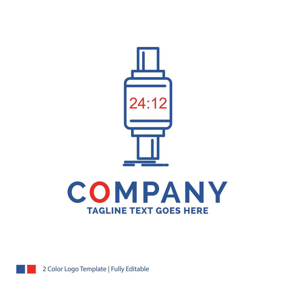 Company Name Logo Design For smart watch. smartwatch. watch. apple. android. Blue and red Brand Name Design with place for Tagline. Abstract Creative Logo template for Small and Large Business. vector