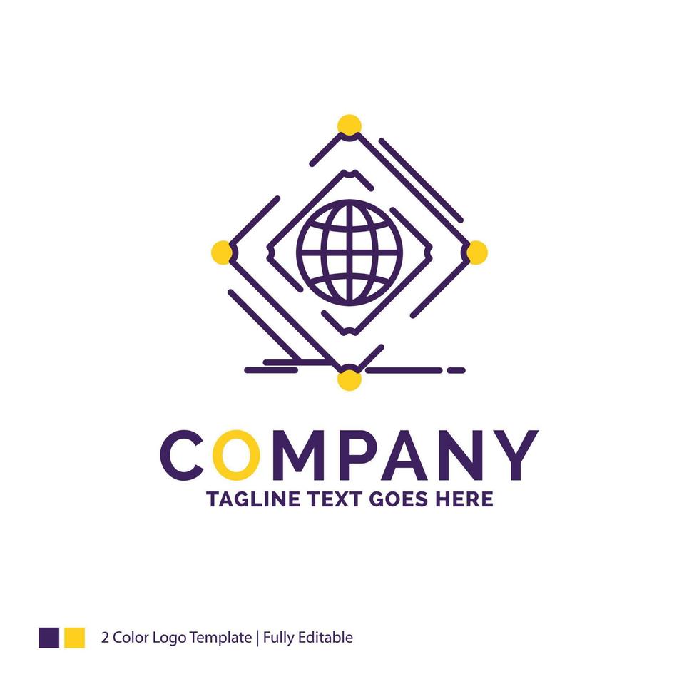Company Name Logo Design For Complex. global. internet. net. web. Purple and yellow Brand Name Design with place for Tagline. Creative Logo template for Small and Large Business. vector
