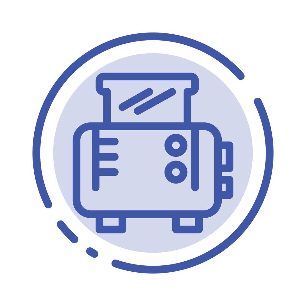 Toast Toast Machine Toaster Blue Dotted Line Line Icon vector