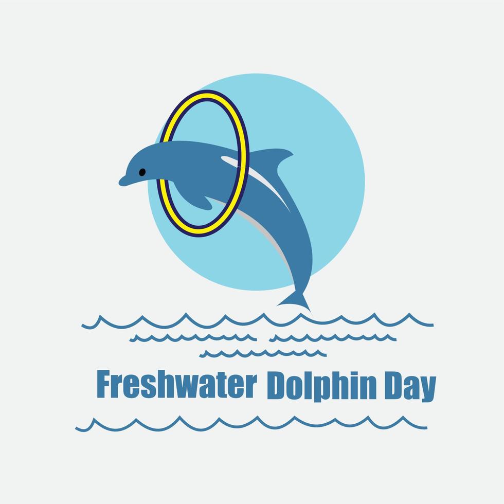 Vector illustration of Freshwater Dolphin Day. Simple and elegant design