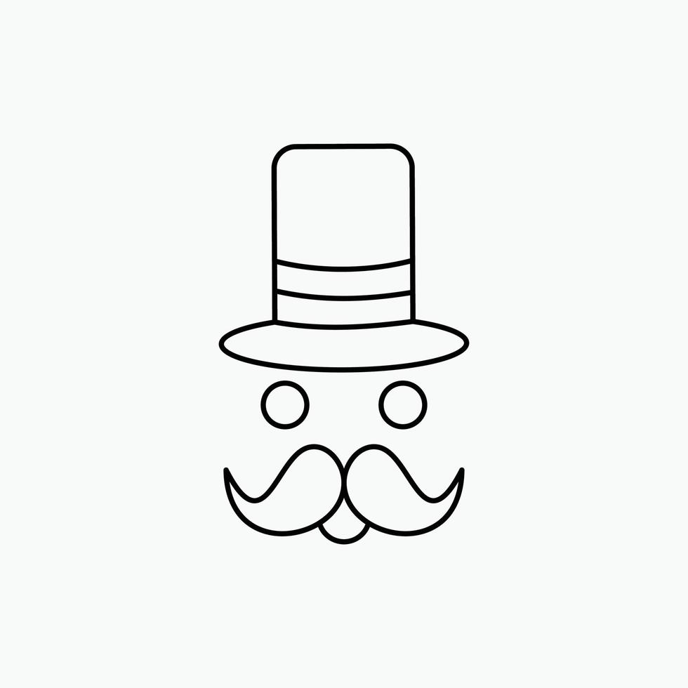 bigote. inconformista. movimiento Papá Noel. icono de línea de sombrero. ilustración vectorial aislada vector