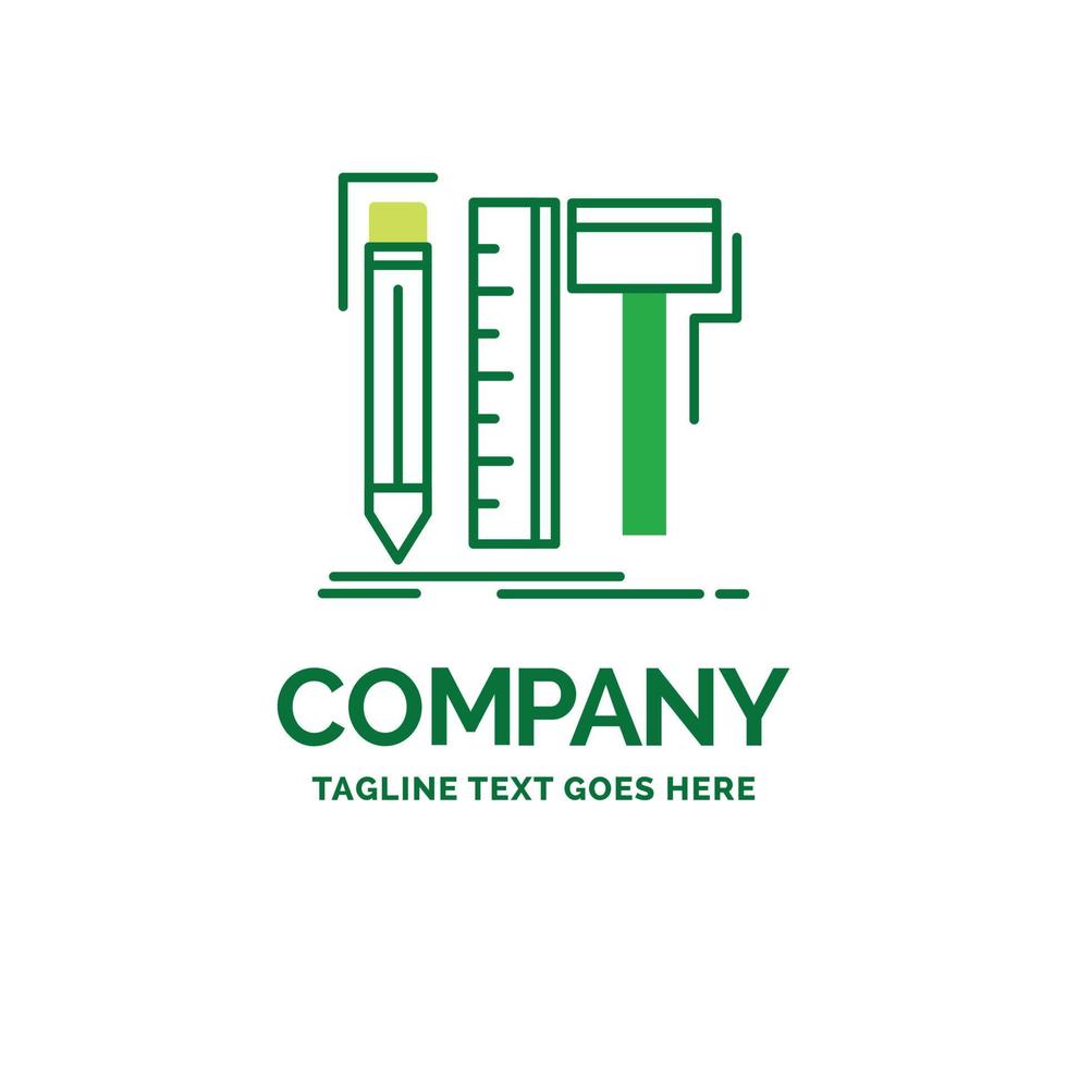 Design. designer. digital. tools. pencil Flat Business Logo template. Creative Green Brand Name Design. vector