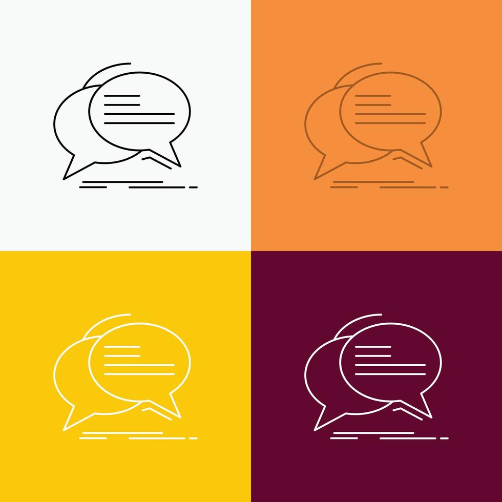 Bubble. chat. communication. speech. talk Icon Over Various Background. Line style design. designed for web and app. Eps 10 vector illustration