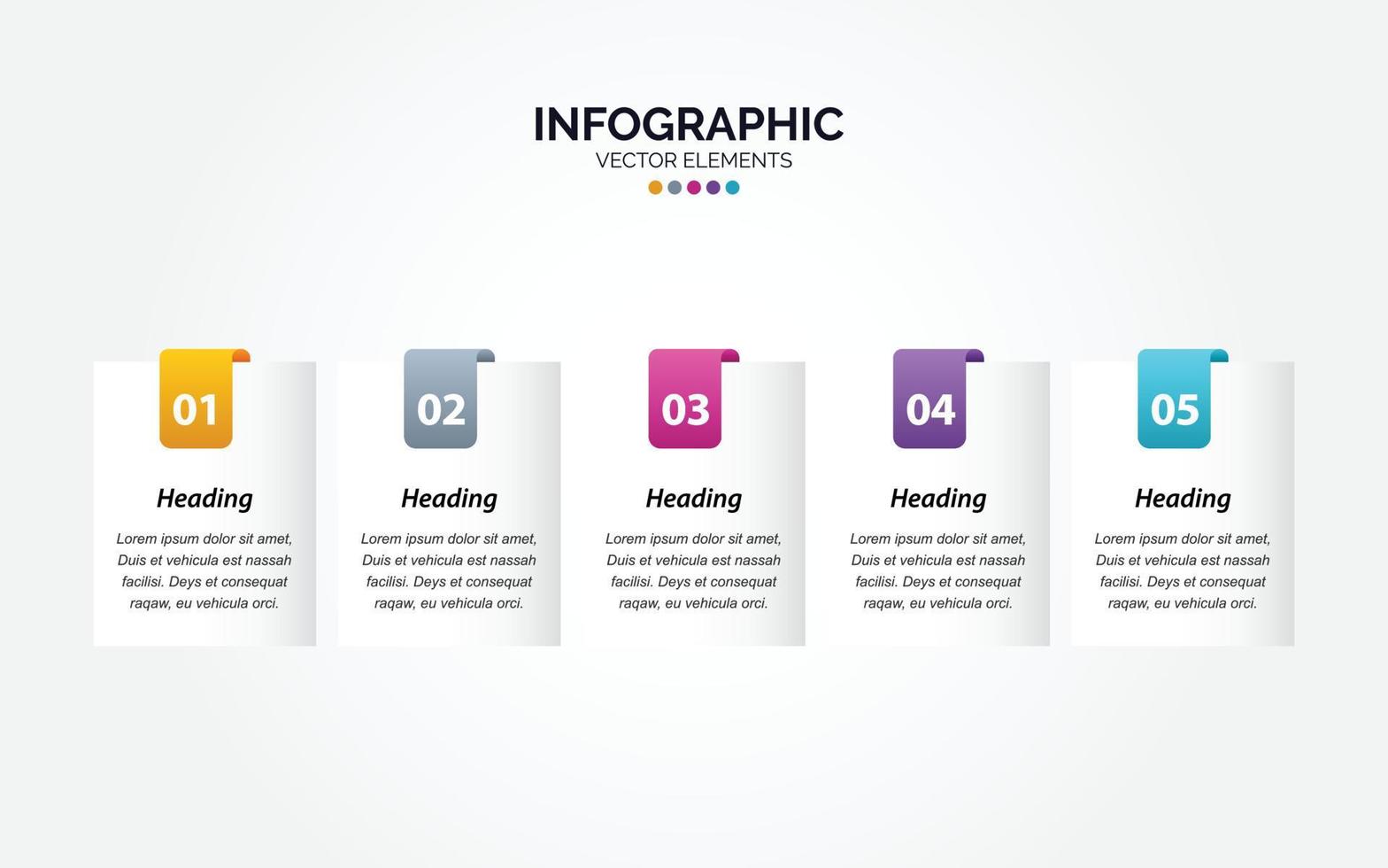 círculo de plantilla de infografía horizontal de negocios colorido con 5 pasos vector