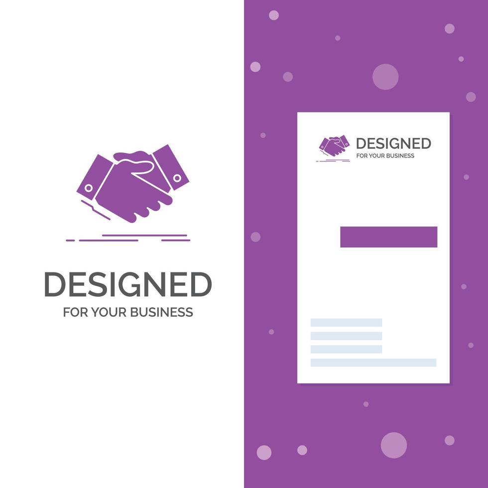 Business Logo for handshake. hand shake. shaking hand. Agreement. business. Vertical Purple Business .Visiting Card template. Creative background vector illustration