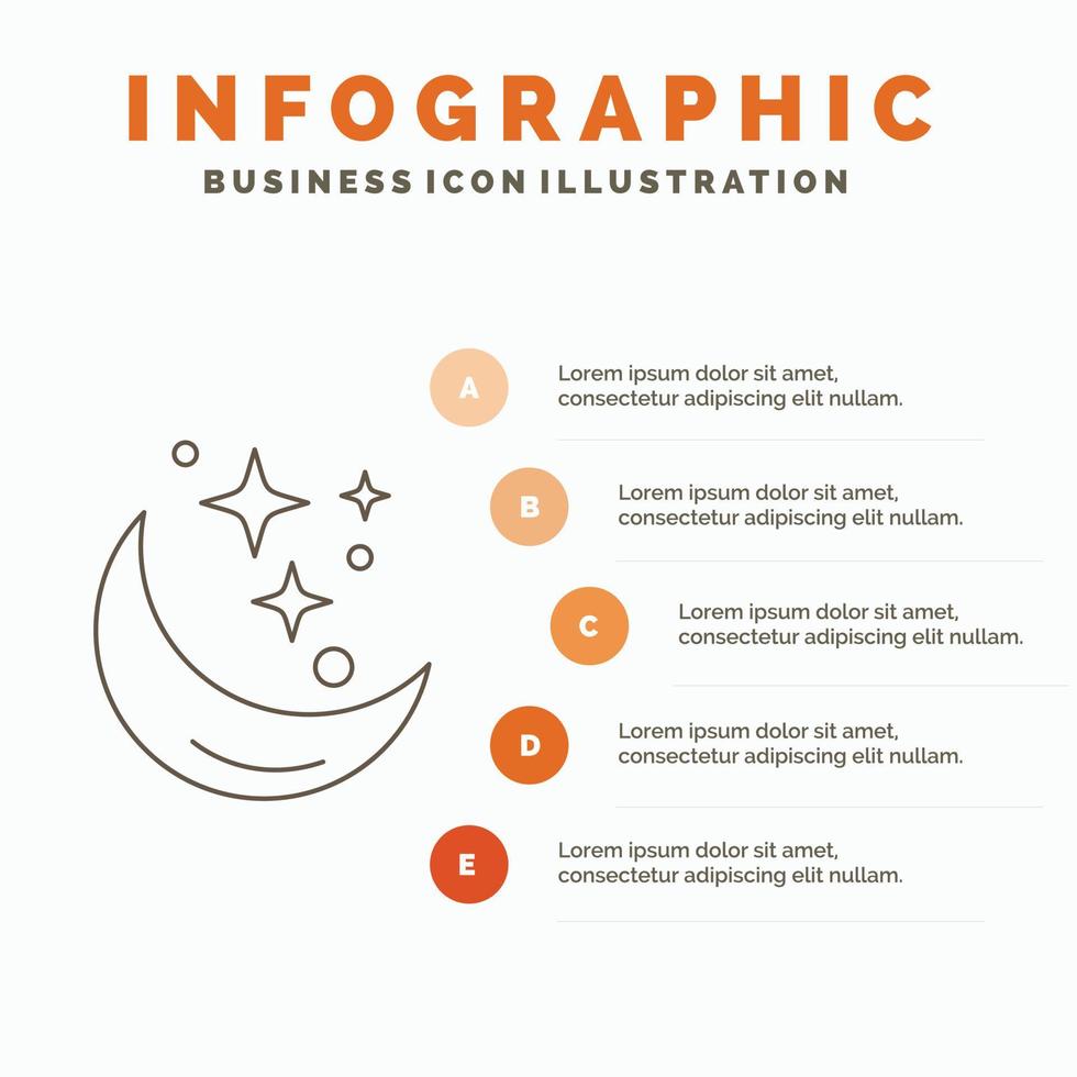 Moon. Night. star. weather. space Infographics Template for Website and Presentation. Line Gray icon with Orange infographic style vector illustration