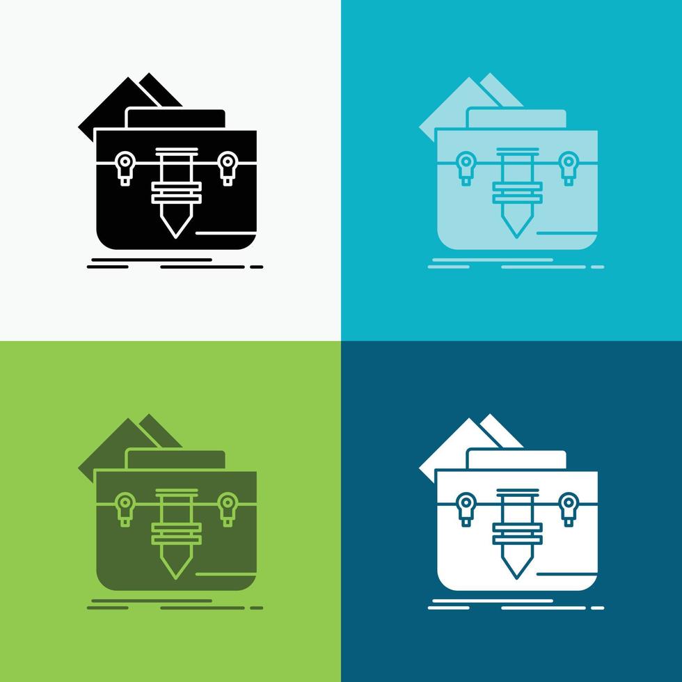 portfolio. Bag. file. folder. briefcase Icon Over Various Background. glyph style design. designed for web and app. Eps 10 vector illustration