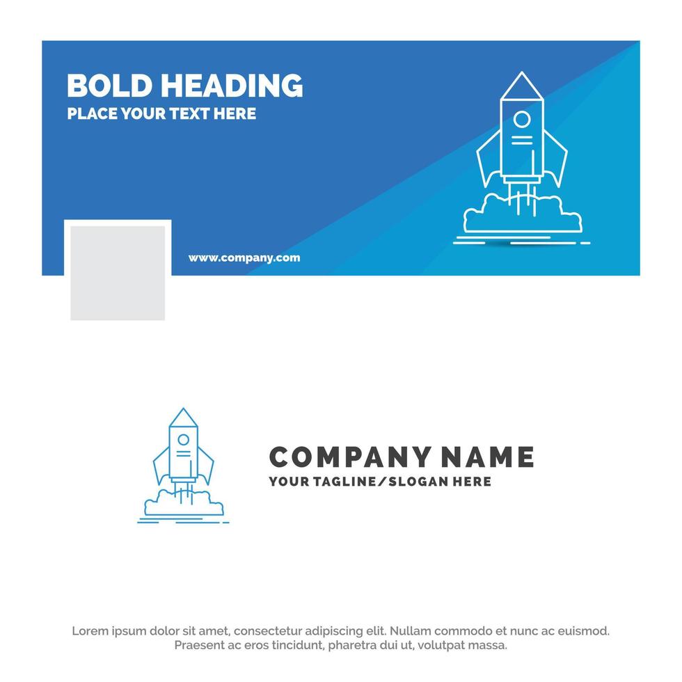 Blue Business Logo Template for launch. startup. ship. shuttle. mission. Facebook Timeline Banner Design. vector web banner background illustration