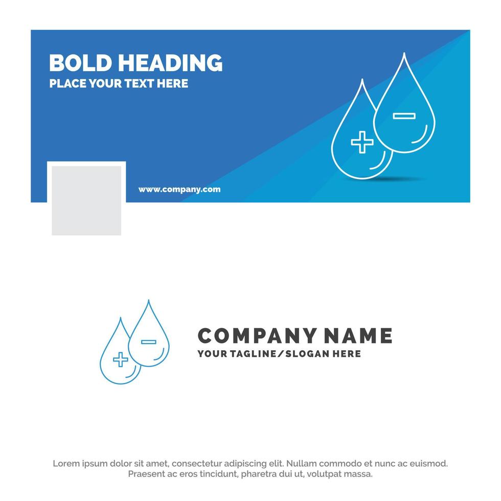 Blue Business Logo Template for blood. drop. liquid. Plus. Minus. Facebook Timeline Banner Design. vector web banner background illustration