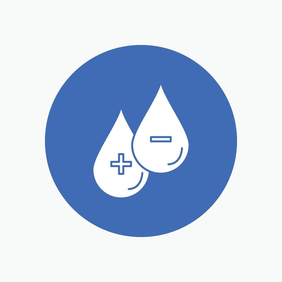 blood. drop. liquid. Plus. Minus White Glyph Icon in Circle. Vector Button illustration