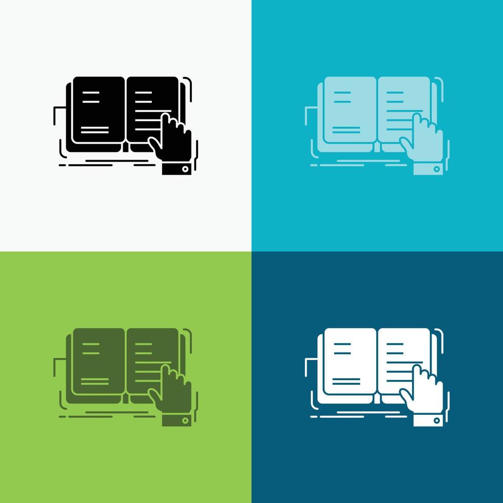 book. lesson. study. literature. reading Icon Over Various Background. glyph style design. designed for web and app. Eps 10 vector illustration