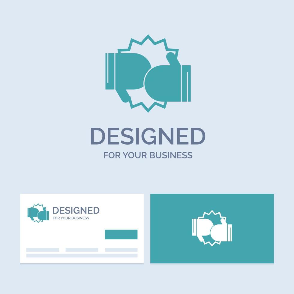 Box. boxing. competition. fight. gloves Business Logo Glyph Icon Symbol for your business. Turquoise Business Cards with Brand logo template. vector