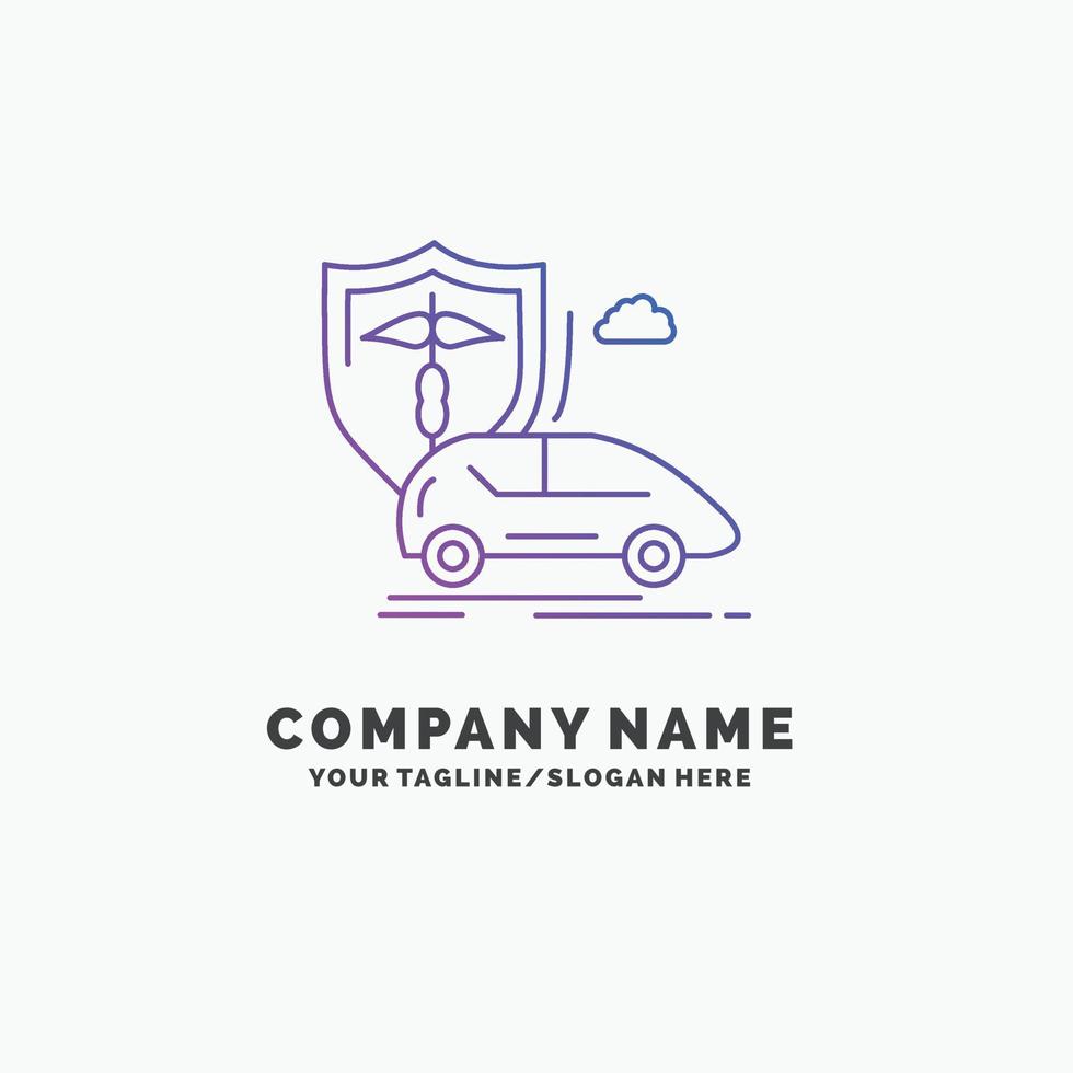 car. hand. insurance. transport. safety Purple Business Logo Template. Place for Tagline vector