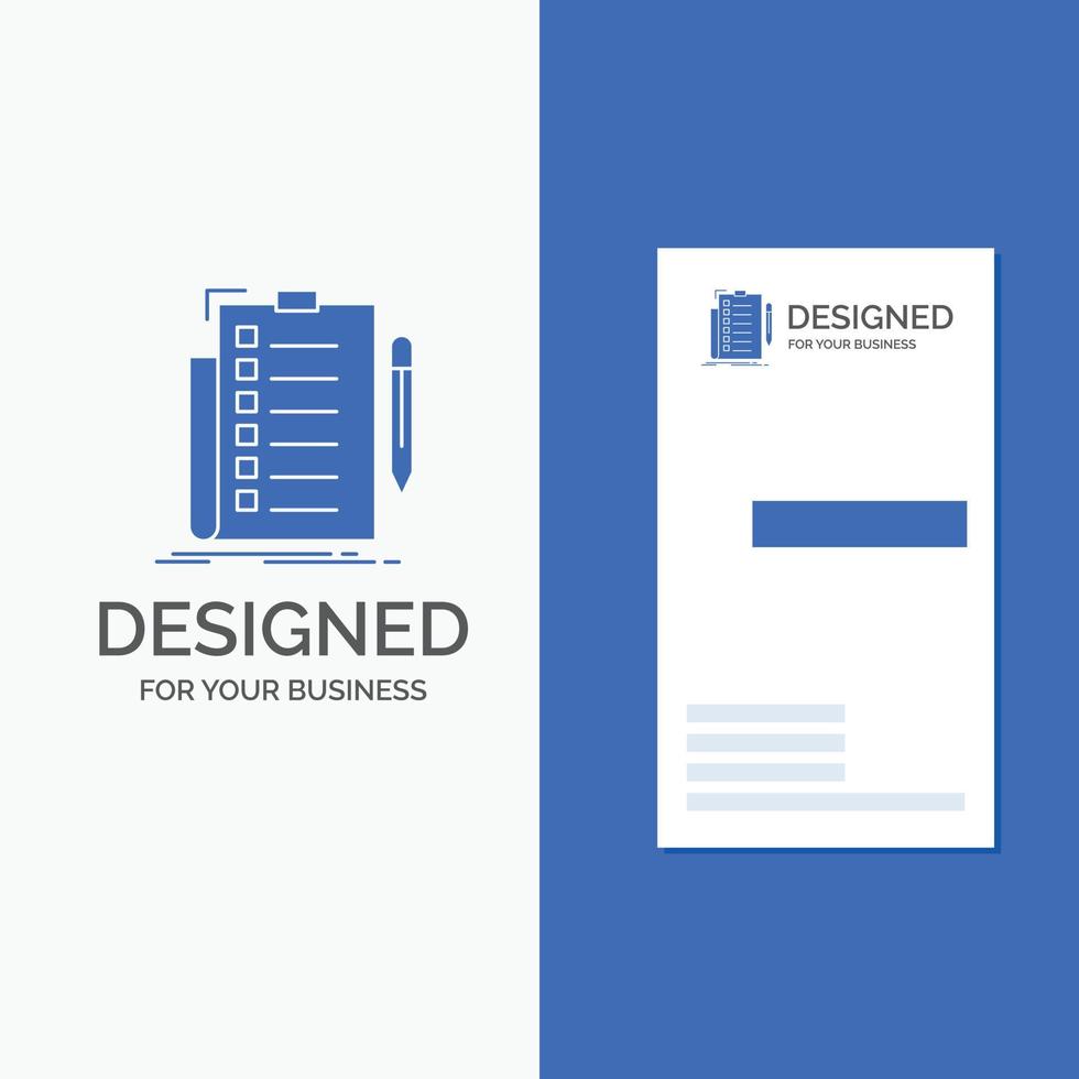 Business Logo for expertise. checklist. check. list. document. Vertical Blue Business .Visiting Card template. vector