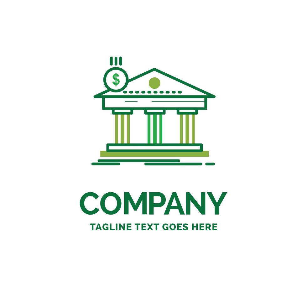 Architecture. bank. banking. building. federal Flat Business Logo template. Creative Green Brand Name Design. vector