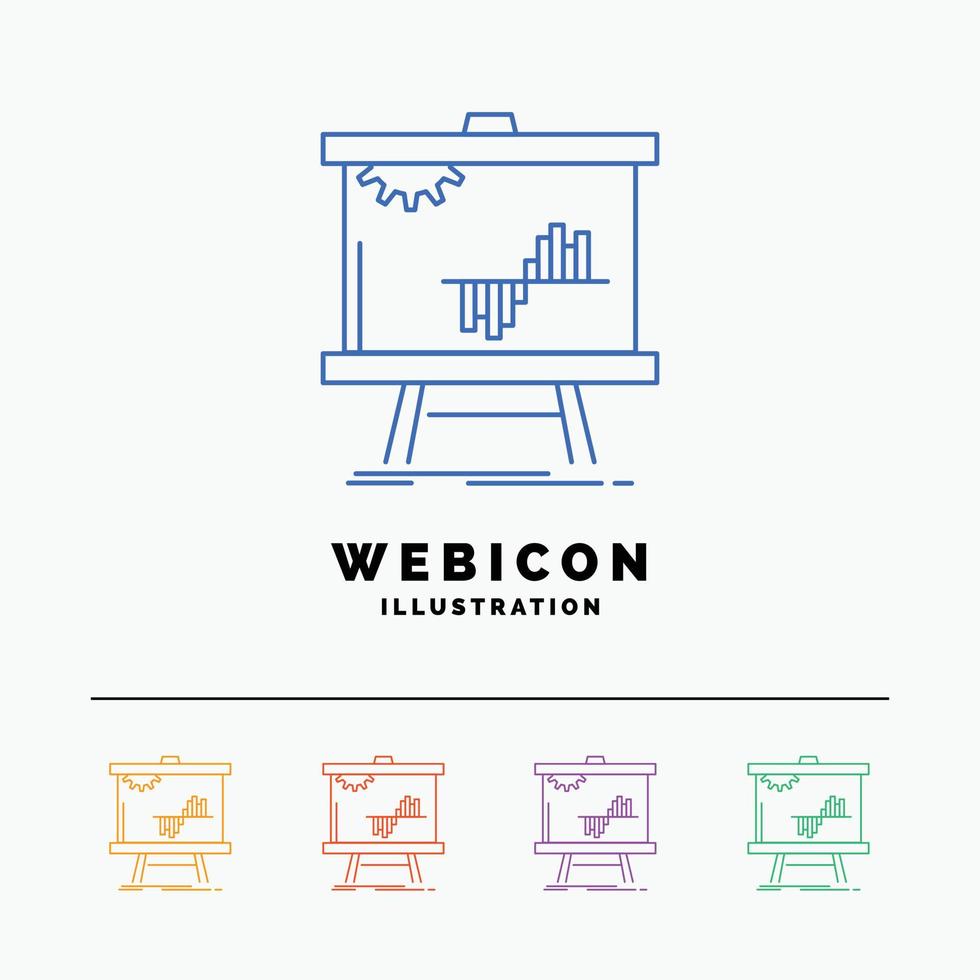 Business. chart. data. graph. stats 5 Color Line Web Icon Template isolated on white. Vector illustration