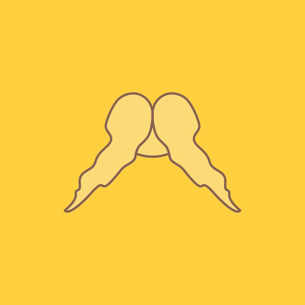 moustache. Hipster. movember. male. men Flat Line Filled Icon. Beautiful Logo button over yellow background for UI and UX. website or mobile application vector