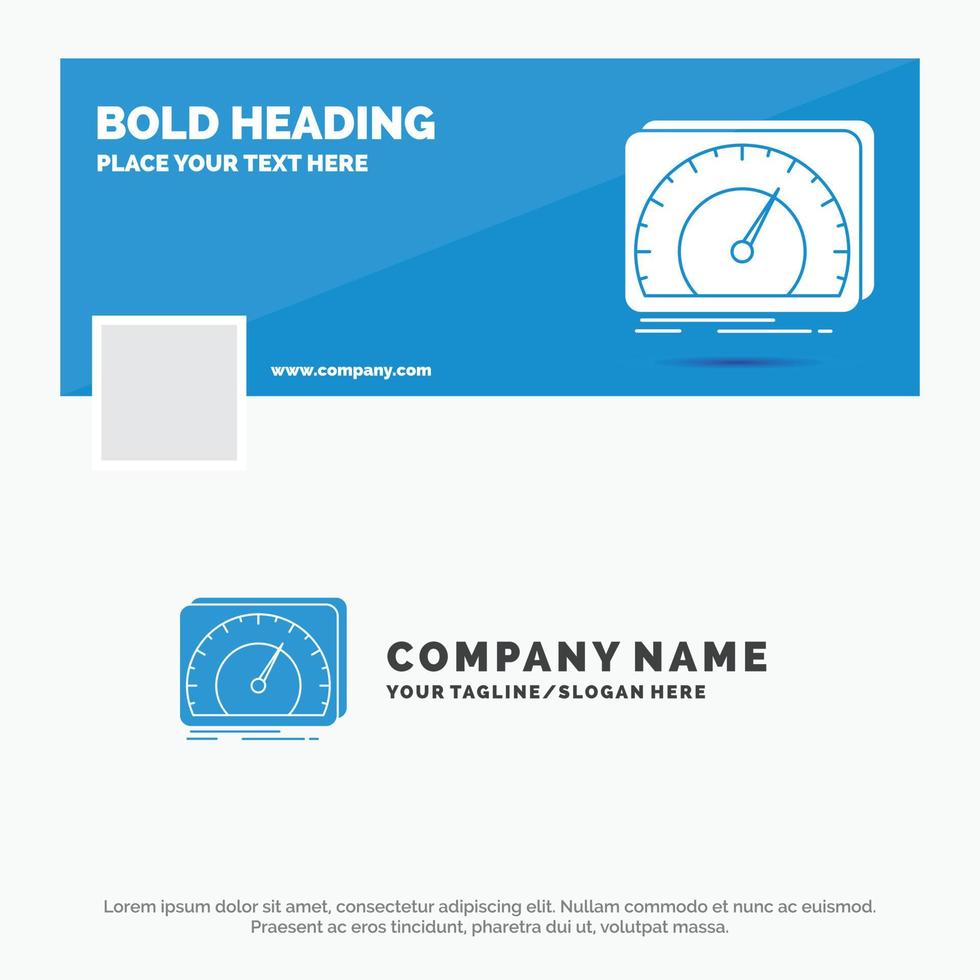 Blue Business Logo Template for dashboard. device. speed. test. internet. Facebook Timeline Banner Design. vector web banner background illustration