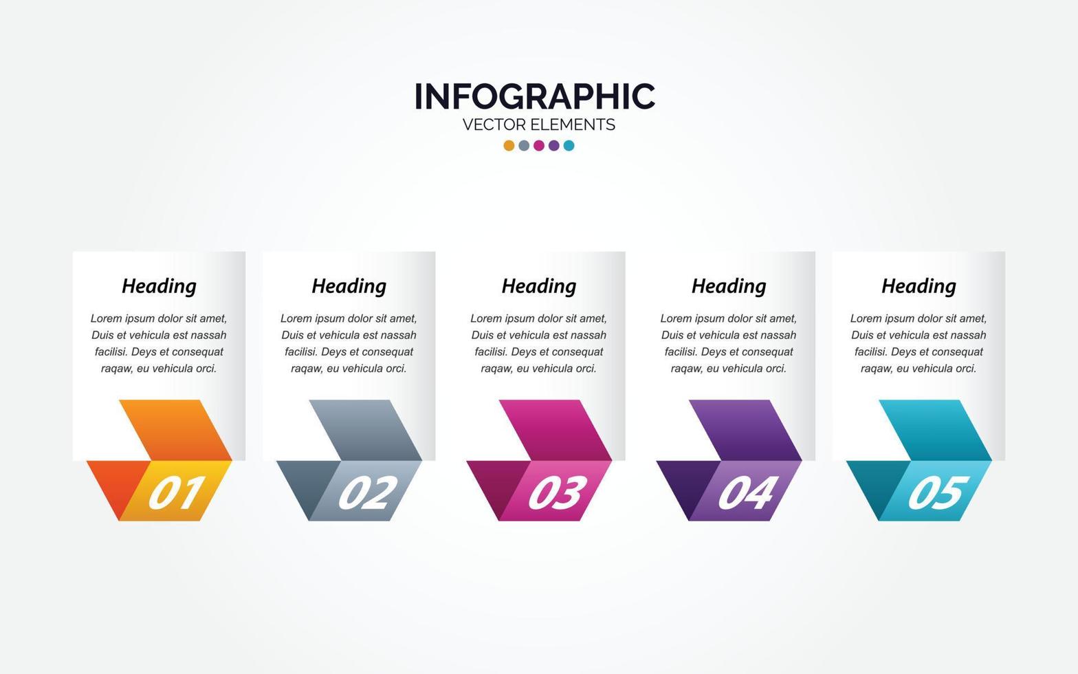 Timeline 5 options Horizontal Infographic for presentations workflow process diagram flow chart report vector