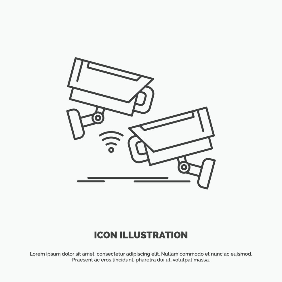 CCTV. Camera. Security. Surveillance. Technology Icon. Line vector gray symbol for UI and UX. website or mobile application