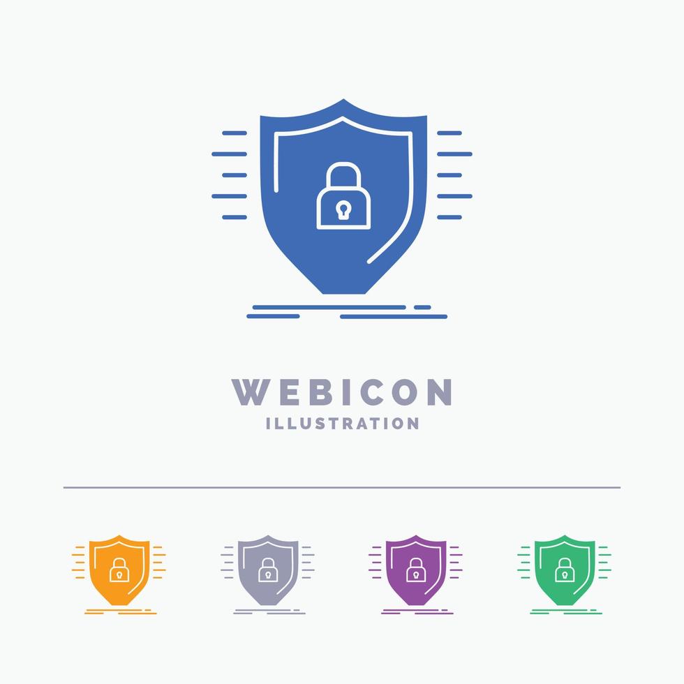 Defence. firewall. protection. safety. shield 5 Color Glyph Web Icon Template isolated on white. Vector illustration