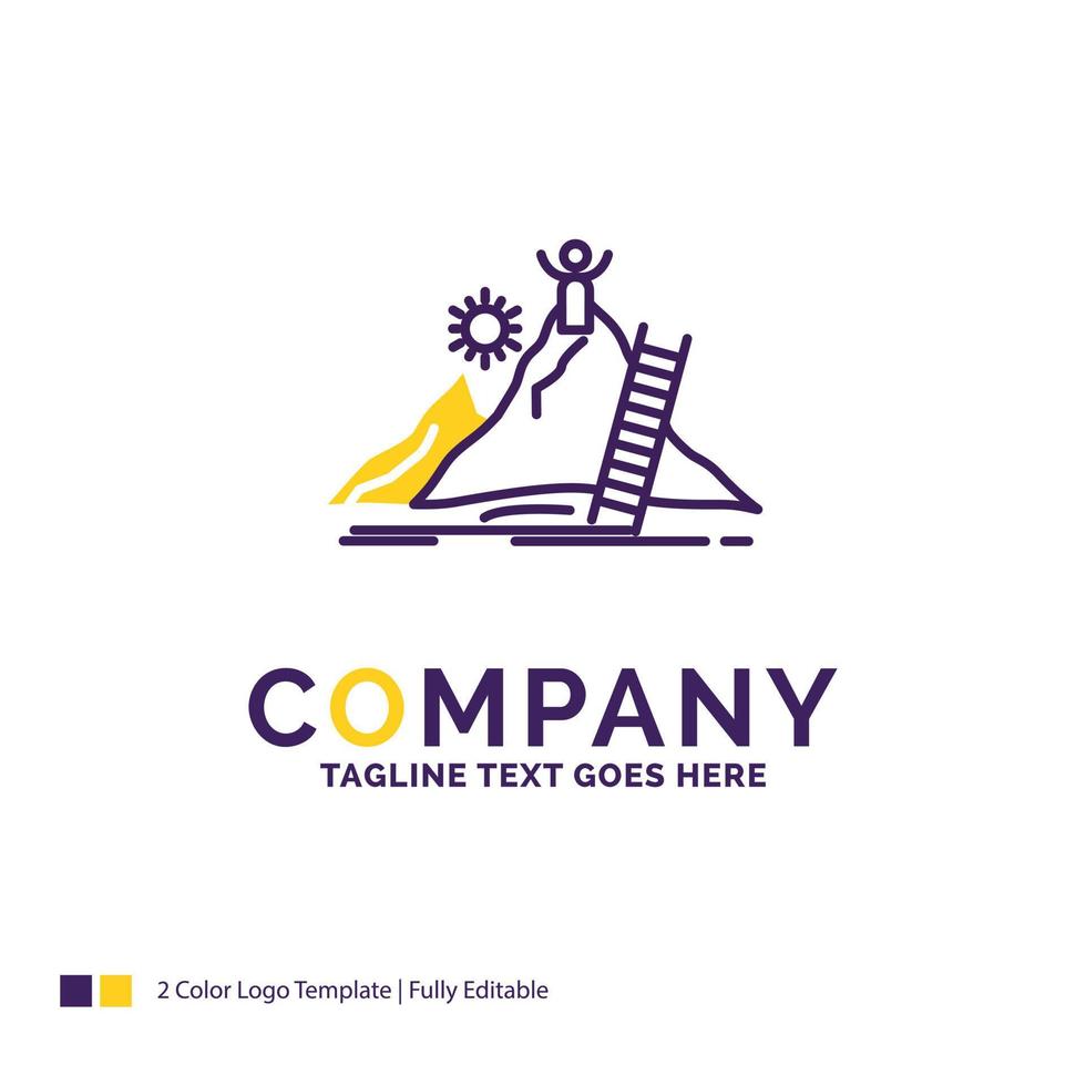Company Name Logo Design For Success. personal. development. Leader. career. Purple and yellow Brand Name Design with place for Tagline. Creative Logo template for Small and Large Business. vector