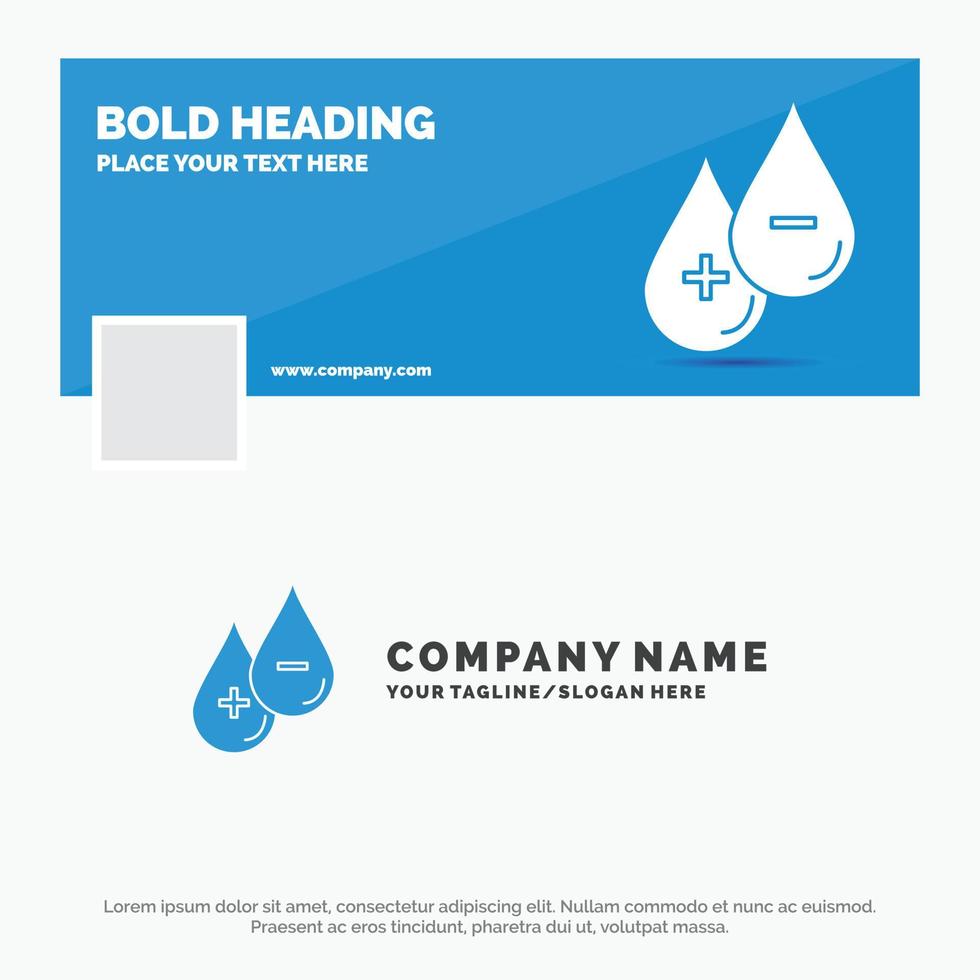 Blue Business Logo Template for blood. drop. liquid. Plus. Minus. Facebook Timeline Banner Design. vector web banner background illustration