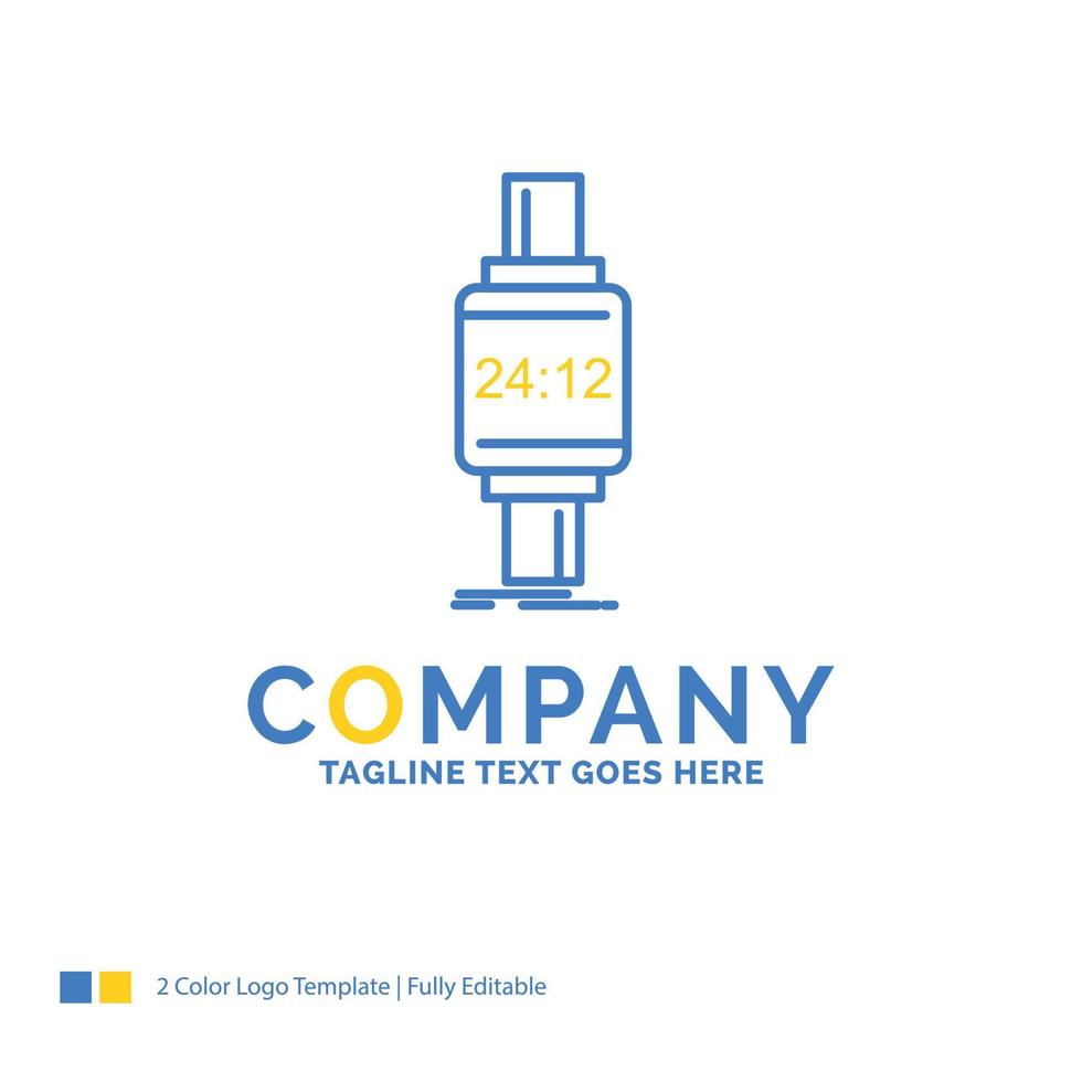 reloj inteligente. reloj inteligente. reloj. manzana. plantilla de logotipo de empresa amarillo azul android. lugar de plantilla de diseño creativo para eslogan. vector