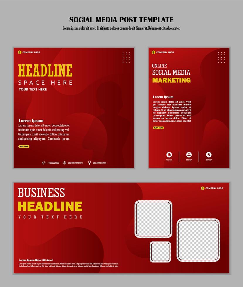 Red background social media post template vector