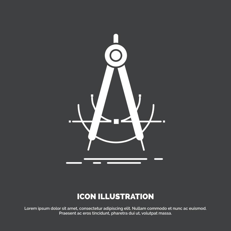 Precision. accure. geometry. compass. measurement Icon. glyph vector symbol for UI and UX. website or mobile application