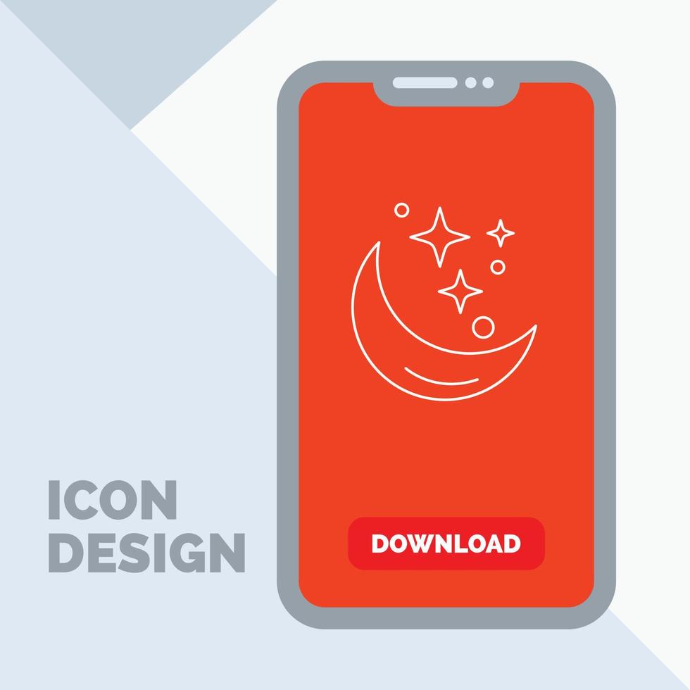 Moon. Night. star. weather. space Line Icon in Mobile for Download Page vector