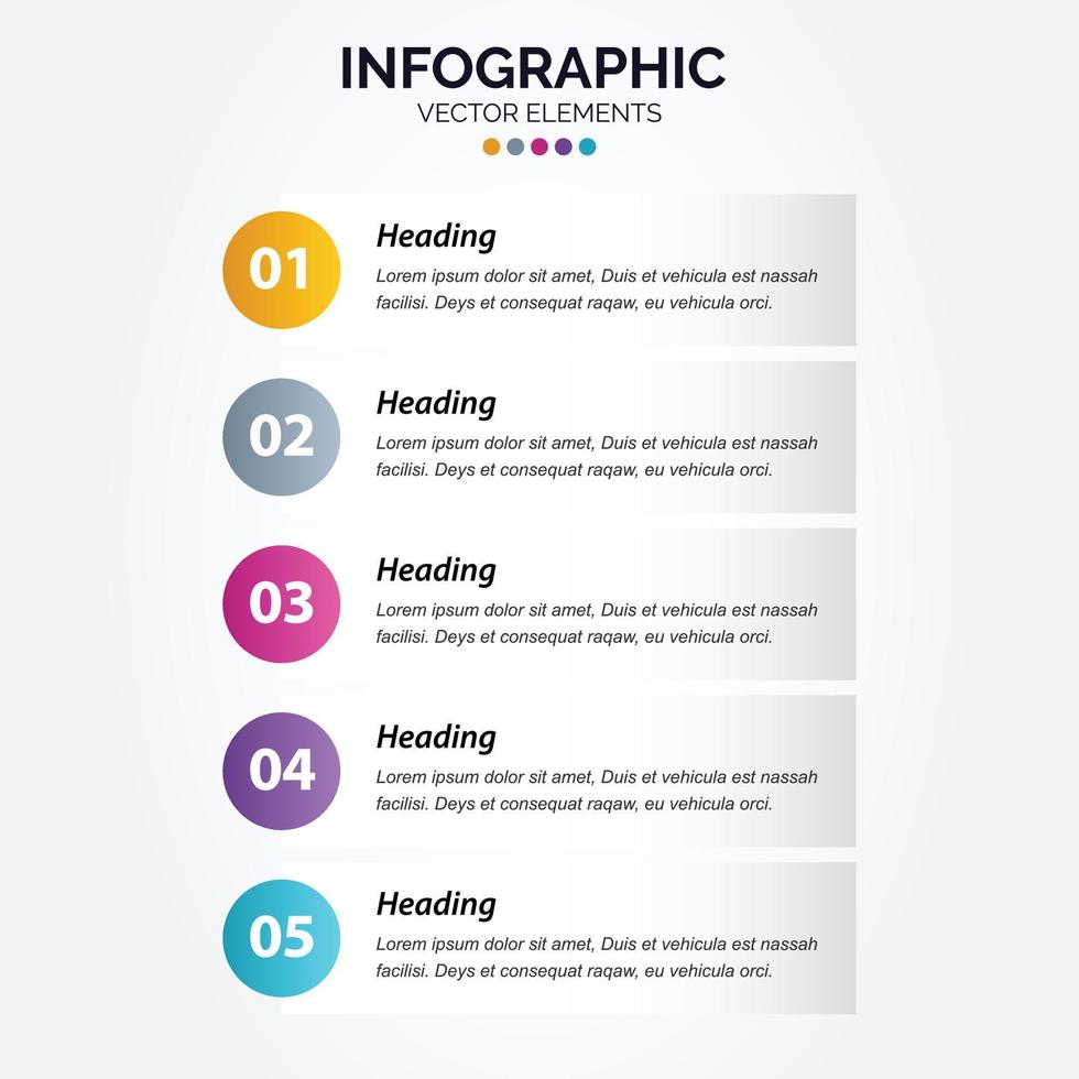 Vertical Infographic business colorful template banner design 5 options background style you can used for marketing process workflow presentation development plan vector