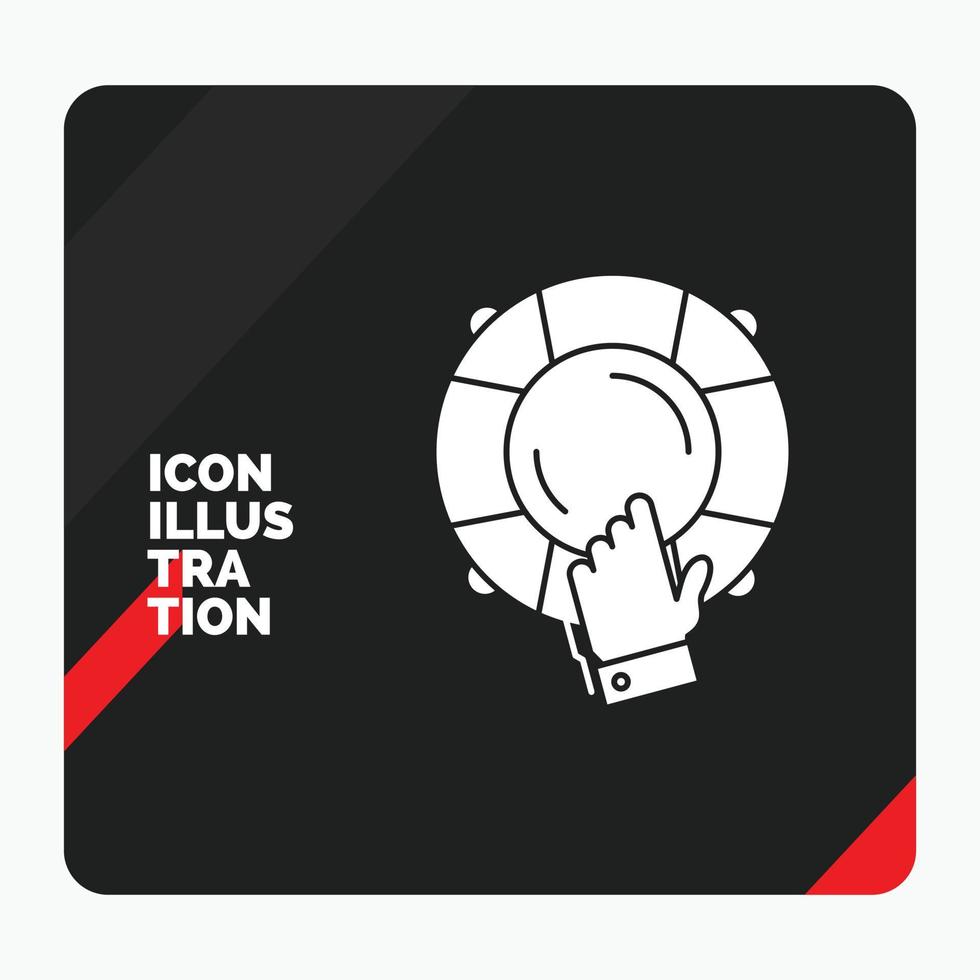 Red and Black Creative presentation Background for emergency. guard. help. insurance. lifebuoy Glyph Icon vector