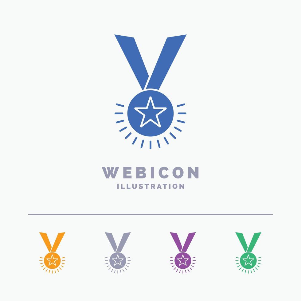 Award. honor. medal. rank. reputation. ribbon 5 Color Glyph Web Icon Template isolated on white. Vector illustration