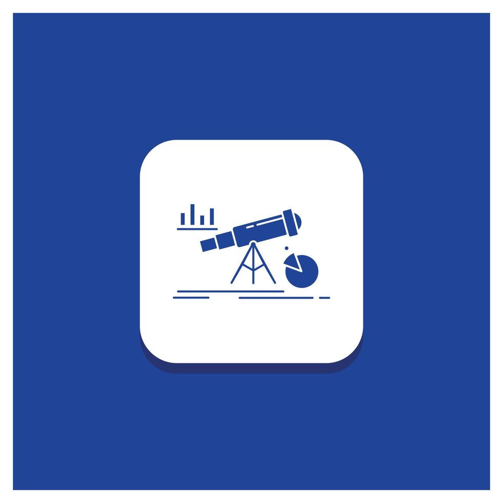 Blue Round Button for Analytics. finance. forecast. market. prediction Glyph icon vector