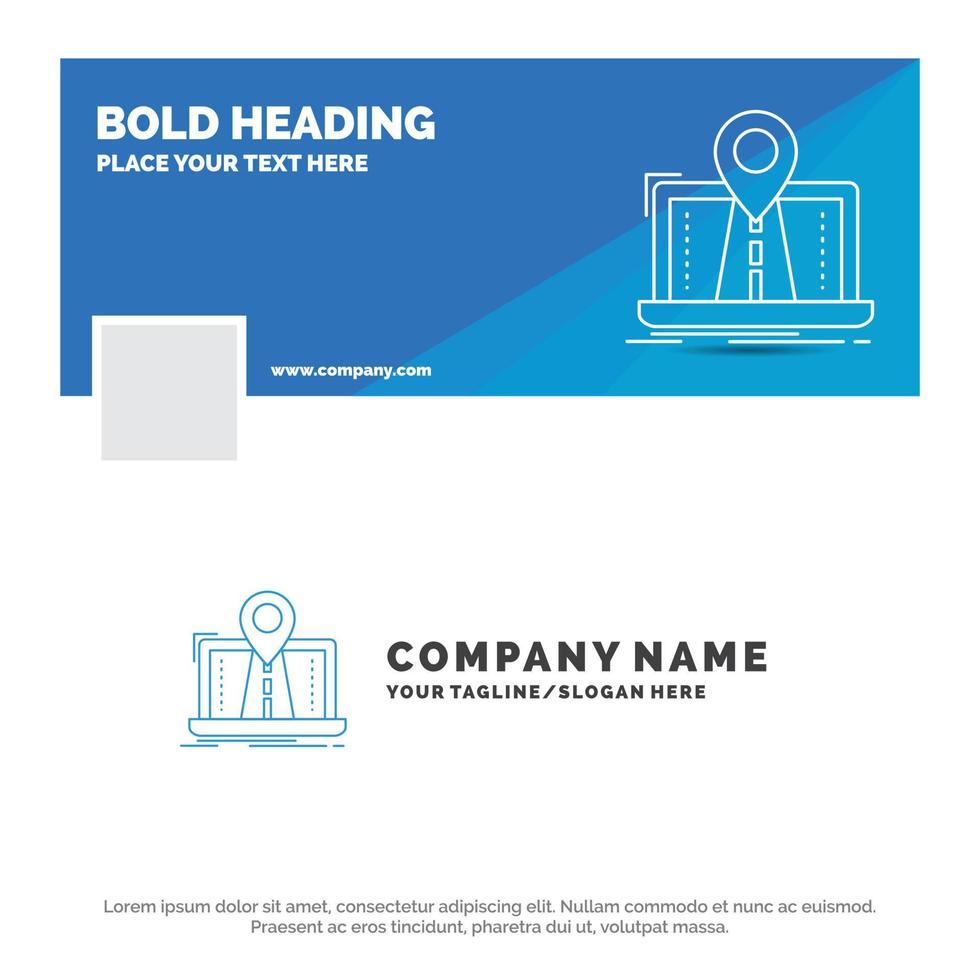 Blue Business Logo Template for Navigation. Map. System. GPS. Route. Facebook Timeline Banner Design. vector web banner background illustration