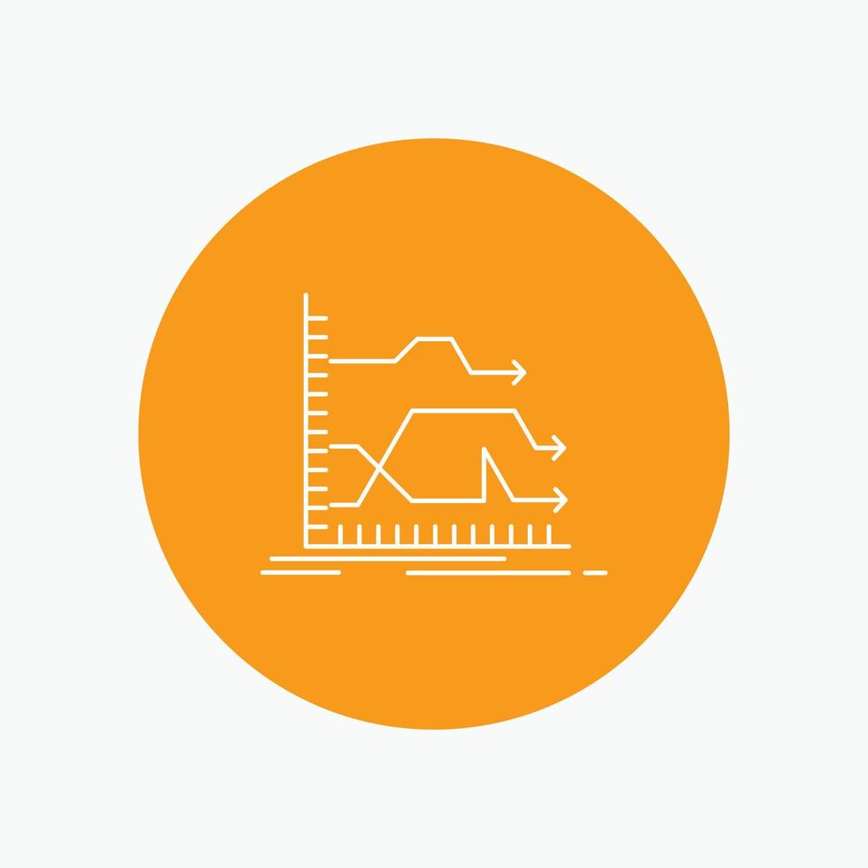 Arrows. forward. graph. market. prediction White Line Icon in Circle background. vector icon illustration