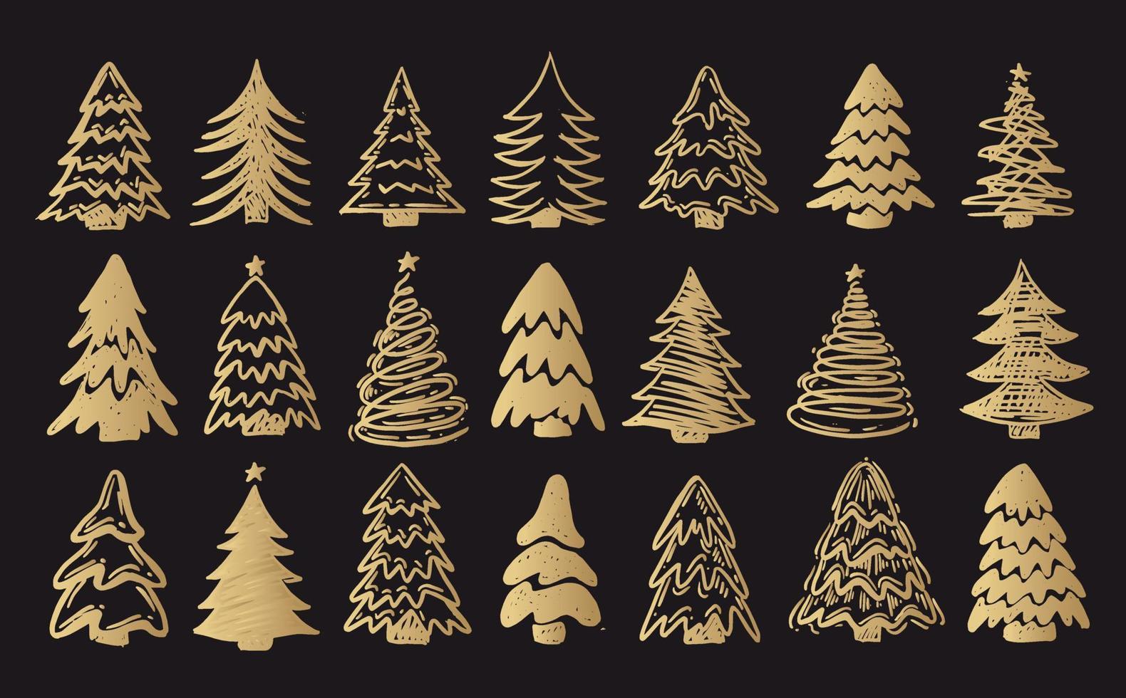 Christmas tree, Hand drawn illustrations. vector