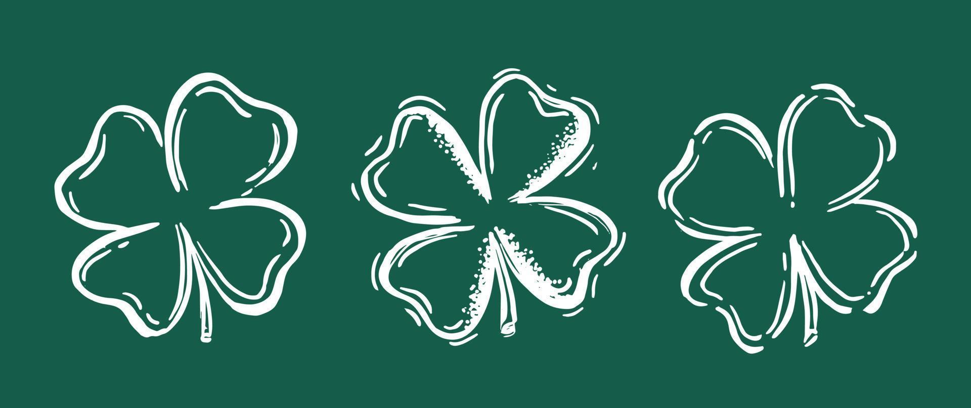 St. Patrick's Day. Clover leaf Retro Style Emblems. vector