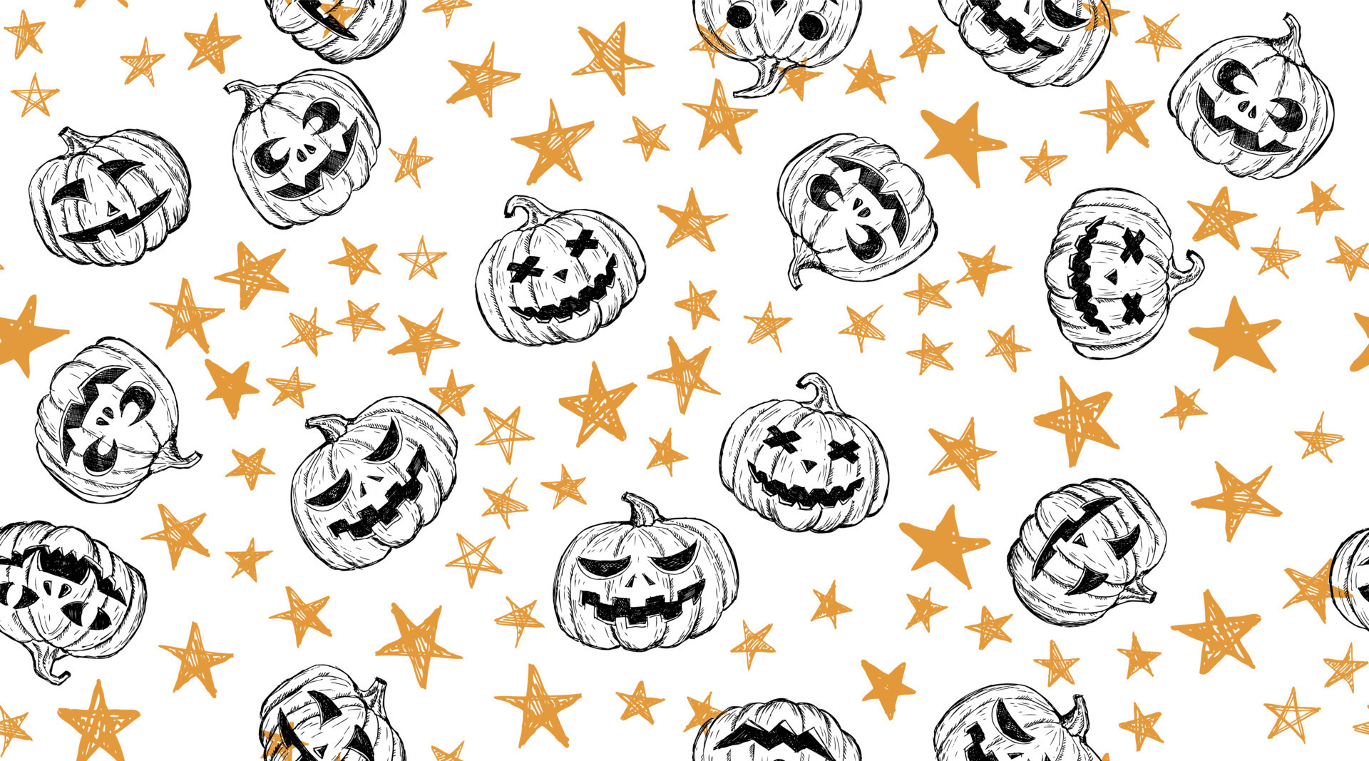 Halloween pumpkins and star pattern. Hand drawn illustration. 13047271